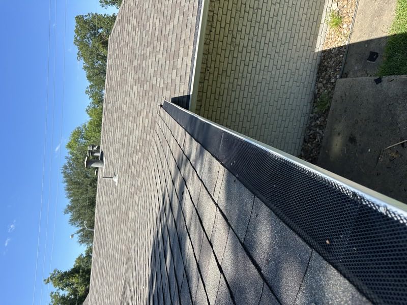 Gutter guard running along the roof edge