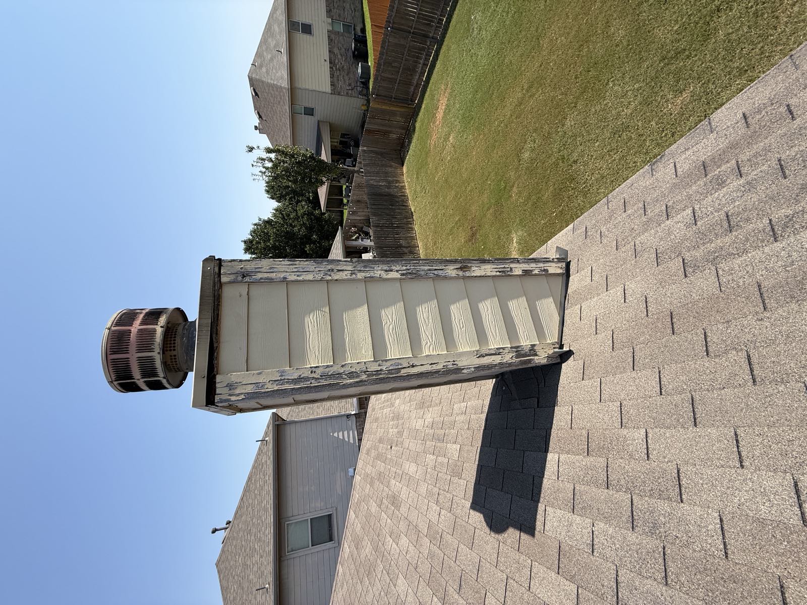 Chimney chase with its metal cap